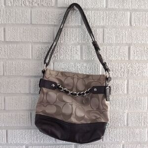 Coach Brown and Tan Shoulder Bag F18862
